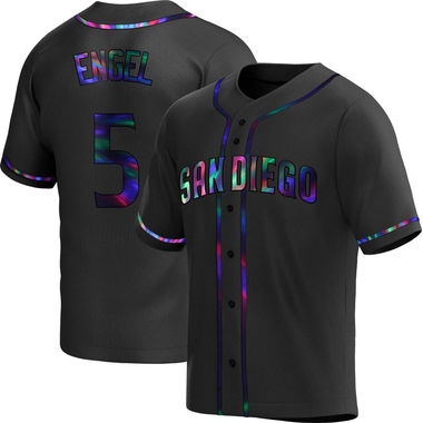 Black Holographic Adam Engel Men's San Diego Padres Alternate Jersey - Replica Big Tall