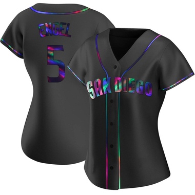 Black Holographic Adam Engel Women's San Diego Padres Alternate Jersey - Replica Plus Size