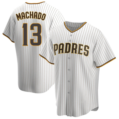 White/Brown Manny Machado Men's San Diego Padres Home Jersey - Replica Big Tall